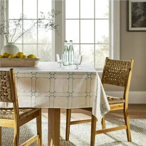 NWT 60"x84" Windowpane Oiled Tablecloth Blue - Threshold Studio McGee